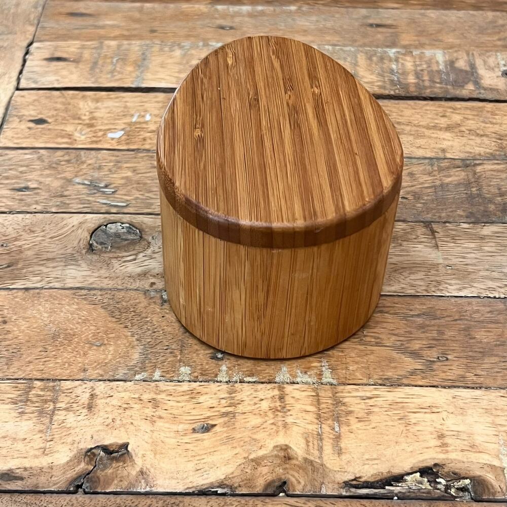Bamboo Wood Trinket Box Keepsake Jewelry Box With Swivel Top